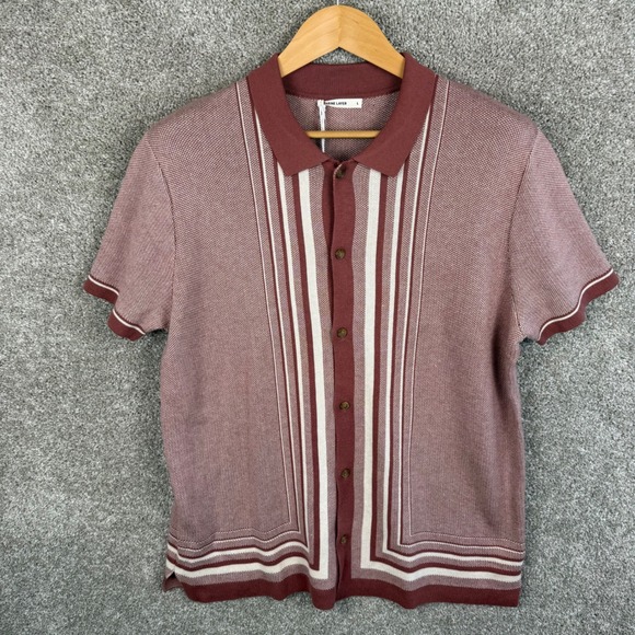 Marine Layer Ethan Sweater Button Down Withered Stripe Knit Polo Men's Large NEW - Picture 5 of 8